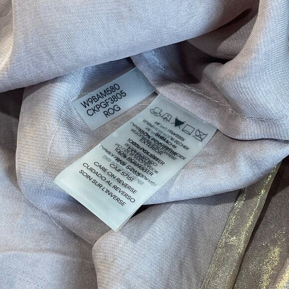 Calvin Klein Metallic Blouse Women's Plus Size 3X Roll Tab Sleeves Button Front - Picture 9 of 11